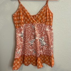 NWT O’Neill Floral Tank Top med missing 1 button orange cream cruise beach